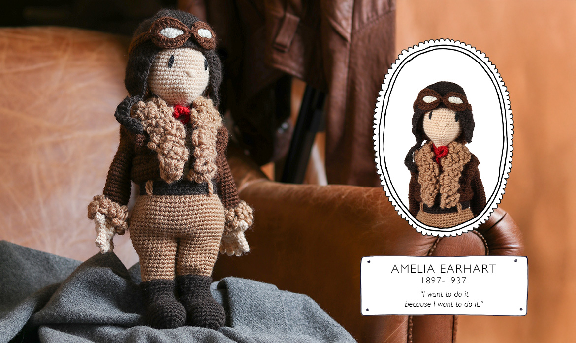 Amelia Earhart international womens day crochet doll